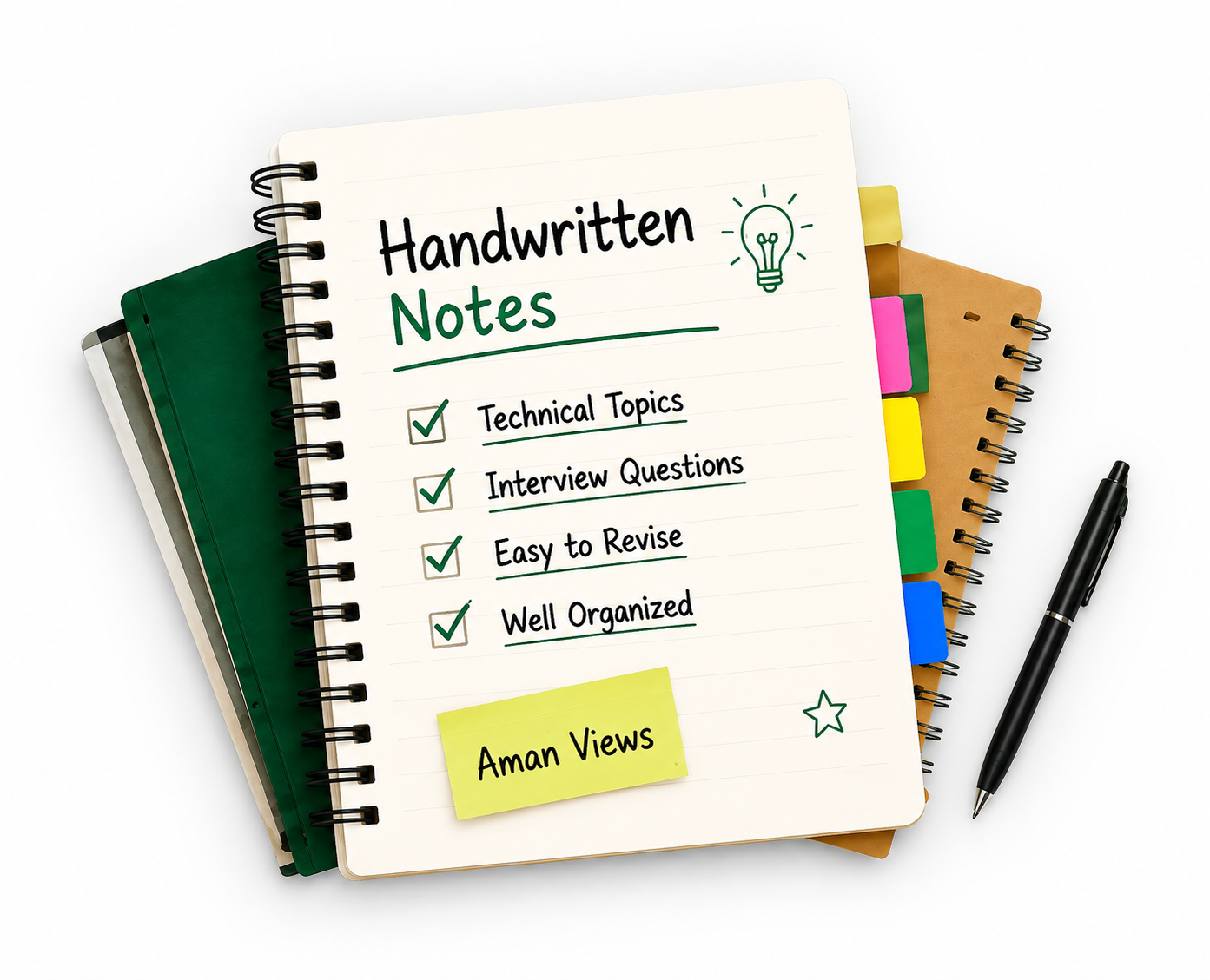 Aman Views handwritten technical notes